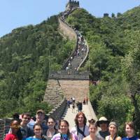 Group photo with flag at Great Wall